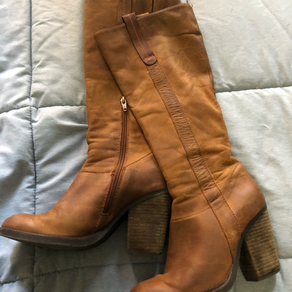 Brown knee high boots